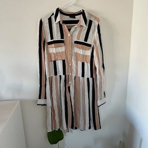 ASOS Striped Long Sleeve Dress with Buttons